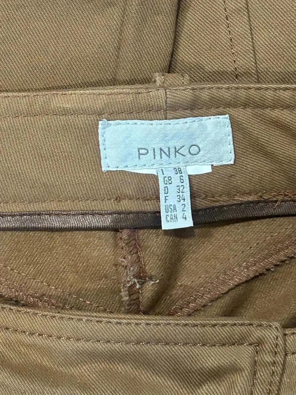 Pinko Brown Cotton Blend Structured Flare Trousers